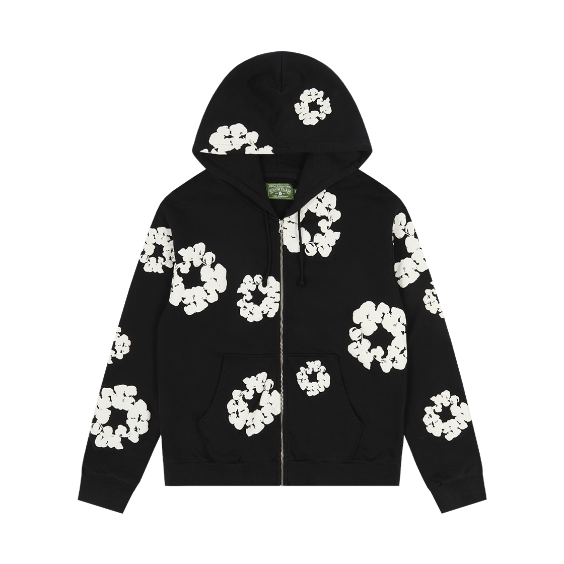 데님 티어스 코튼 리쓰 집 후드 블랙(Denim Tears Cotton Wreath Zip Hoodie Black)
