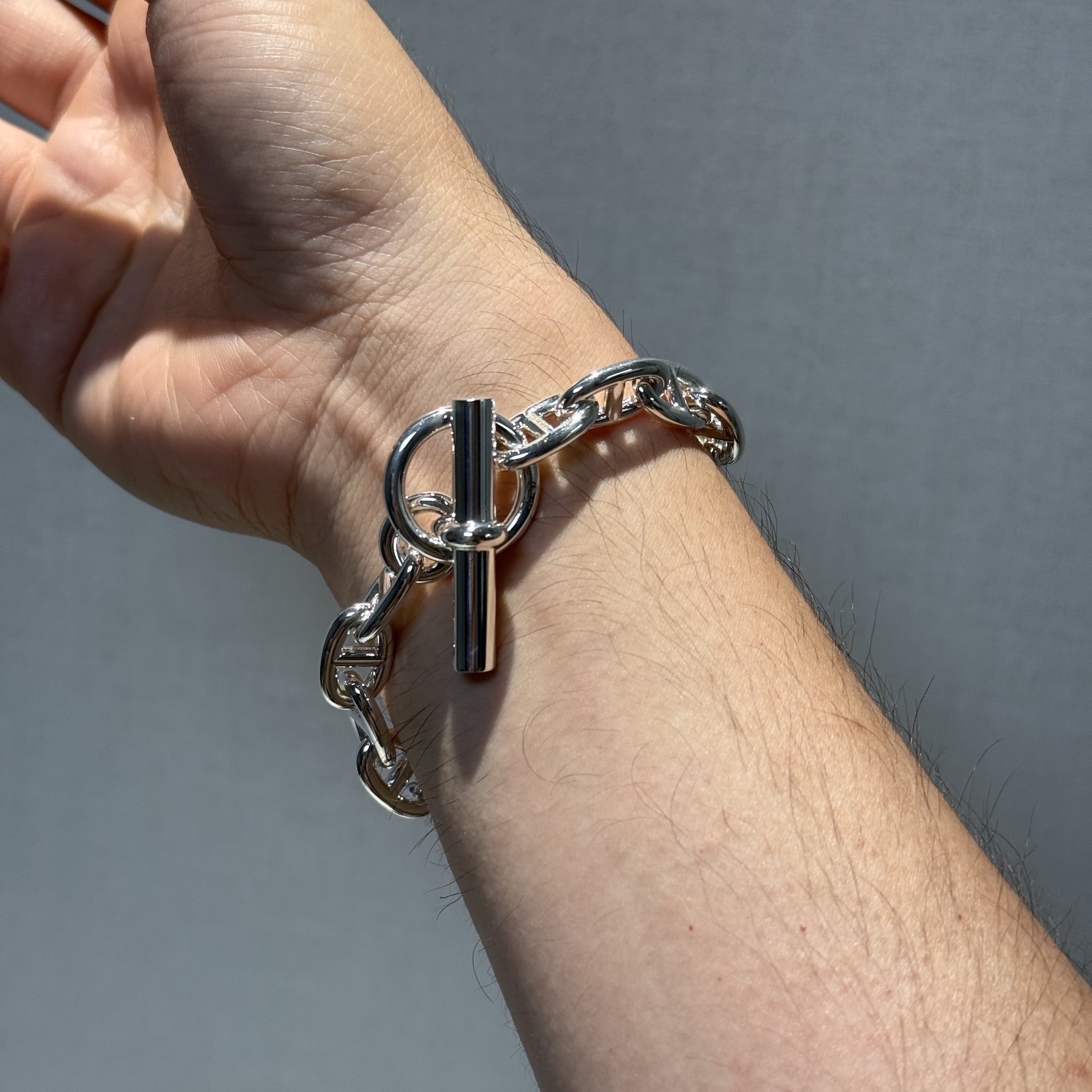 Hermes Medium Chaine D'Ancre Bracelet Sterling Silver 착용 스타일 - 2