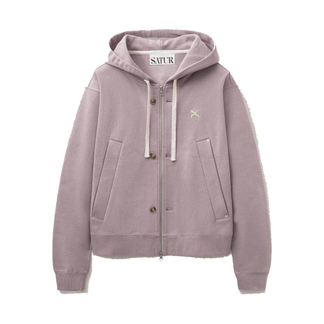 SA243UTJ22PP SATUR Teo Cotton All Day Hood Zip up Purple