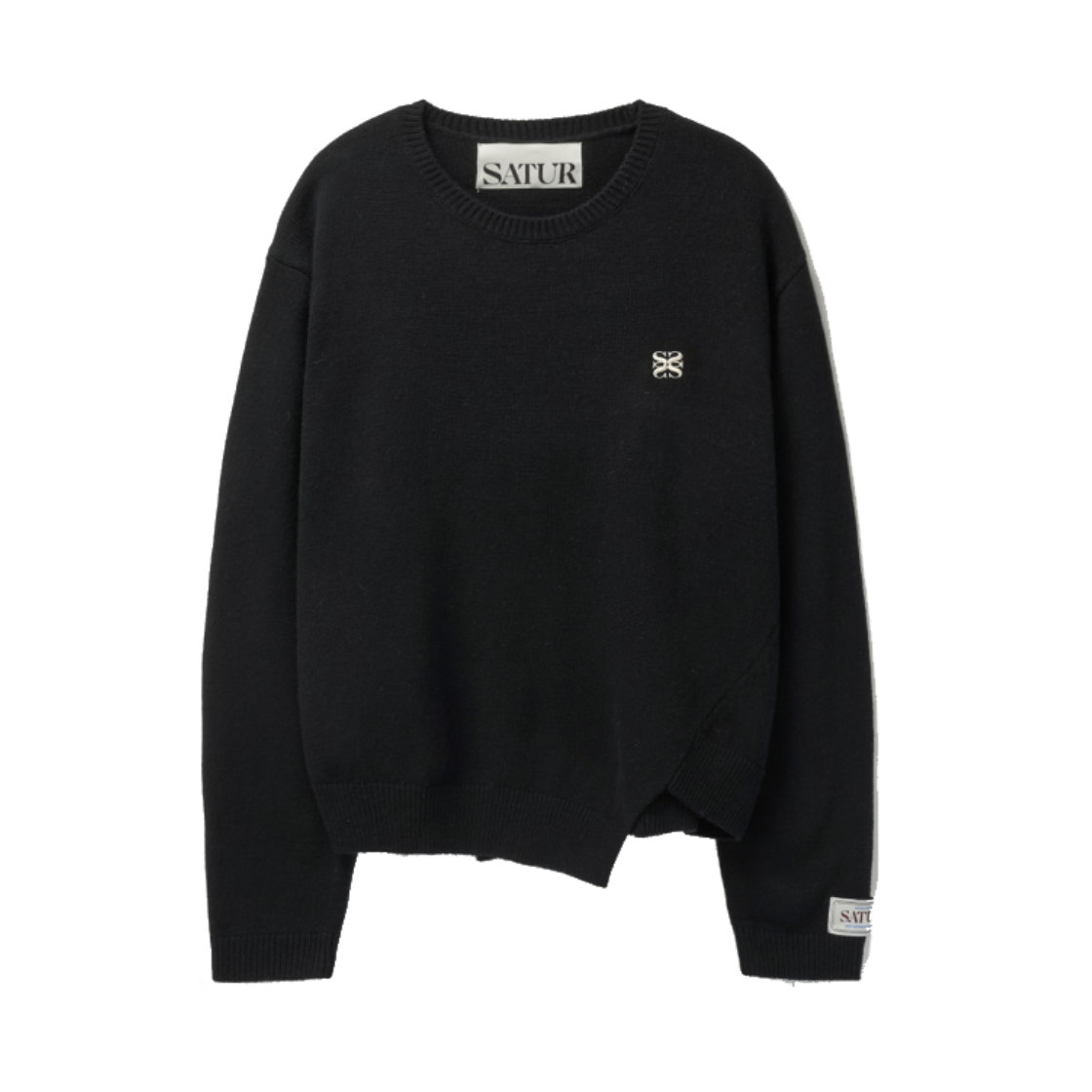 SA243UKT38BK SATUR Dublin Unbalanced Cashmere Blend Knit Classic Black