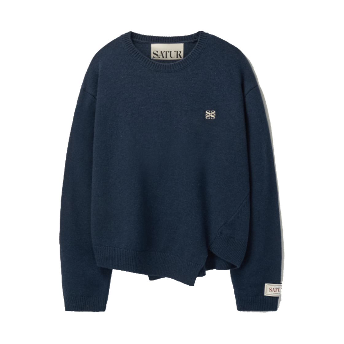 SA243UKT38NV SATUR Dublin Unbalanced Cashmere Blend Knit Classic Navy