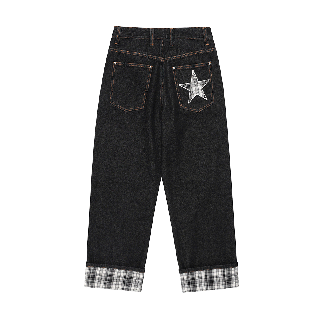 카비시 W 체크 데님 팬츠 블랙(CAVISH W Check Denim Pants Black) - 2