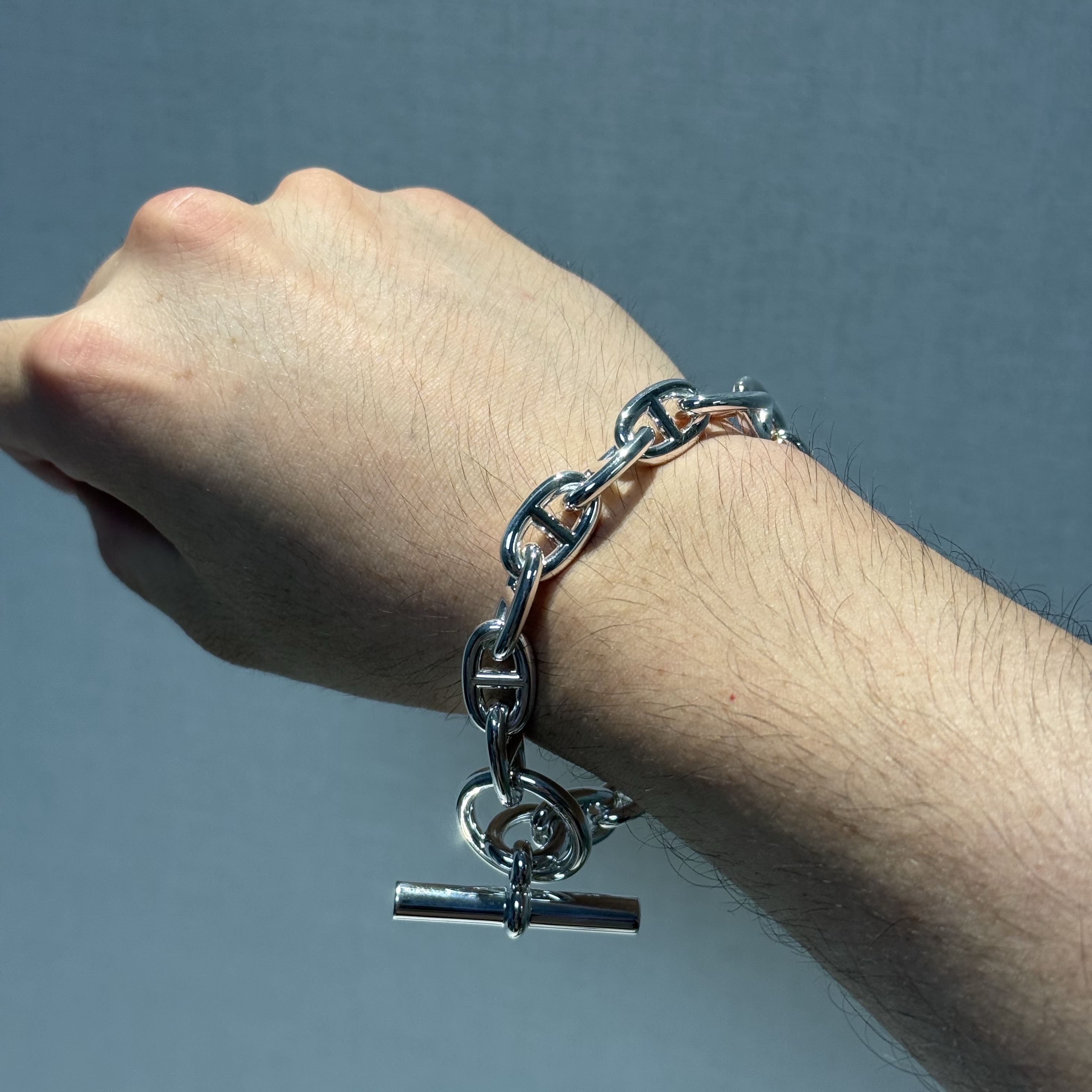 Hermes Medium Chaine D'Ancre Bracelet Sterling Silver 착용 스타일 - 1