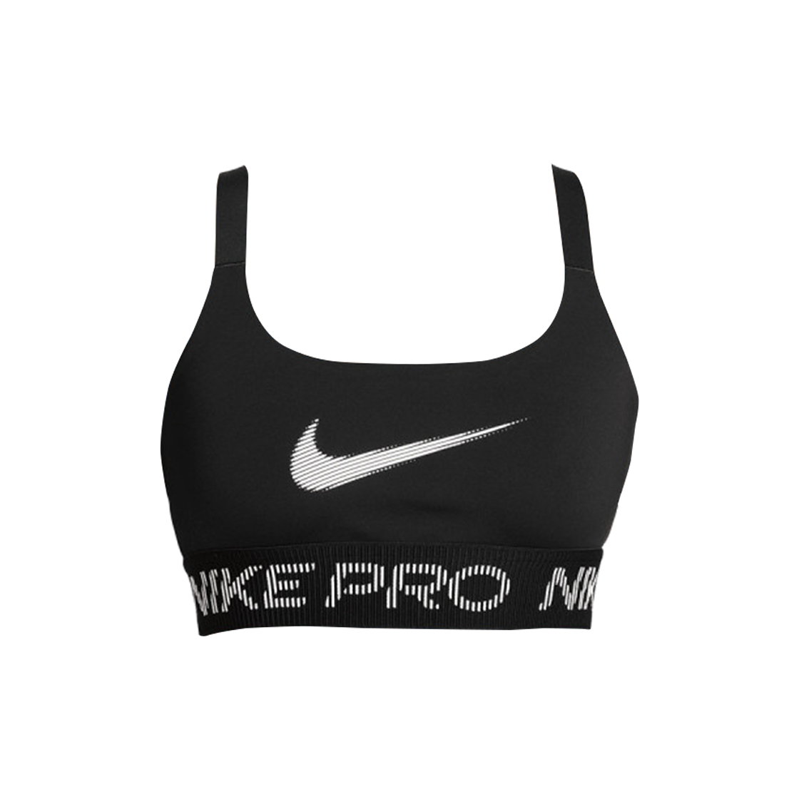 (W) 나이키 프로 라이트 서포트 스포츠 브라 블랙 화이트 - US/EU((W) Nike Pro Light Support Sports Bra Black White - US/EU) - 1