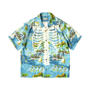 Kapital Kamehameha Bone Aloha Shirt Blue