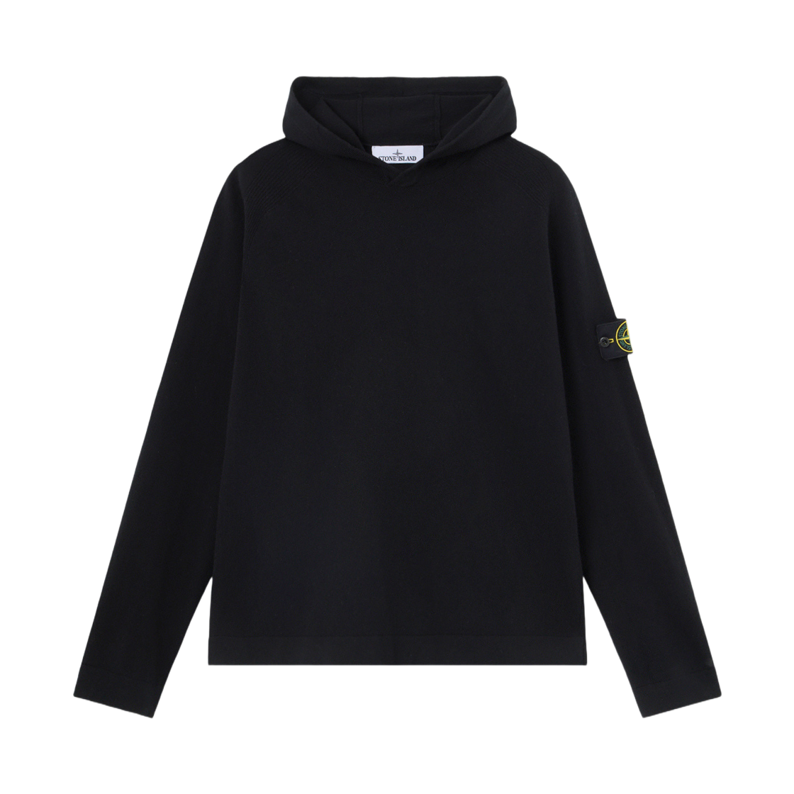 스톤 아일랜드 5100015 라이트 RWS 질롱 울 후드 점퍼 래글런 슬리브 앤 립드 블루 블랙 - 25FW(Stone Island 5100015 Light RWS Geelong Wool Hooded Jumper with Raglan Sleeves and Ribbed Trims Black - 25FW) - 1