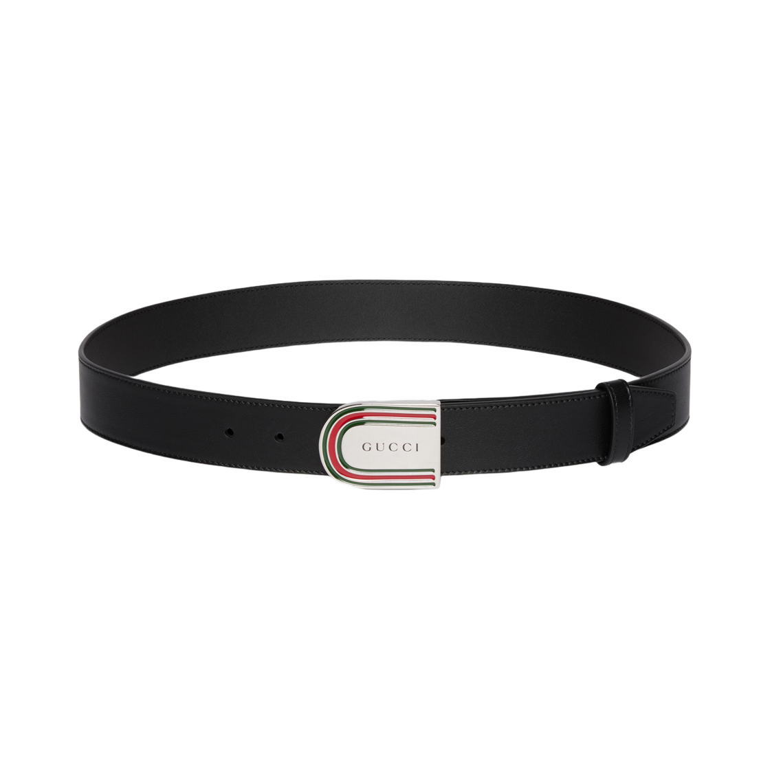 구찌 벨트 에나멜 웹 디테일 버클 블랙(Gucci Belt with Enameled Web Detail Buckle Black) - 1