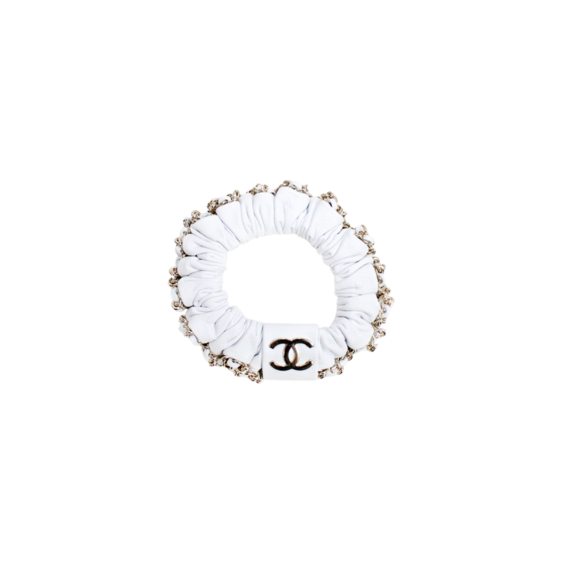 AA8256-B08282-10601 (W) Chanel Hair Accessory Lambskin & Gold White