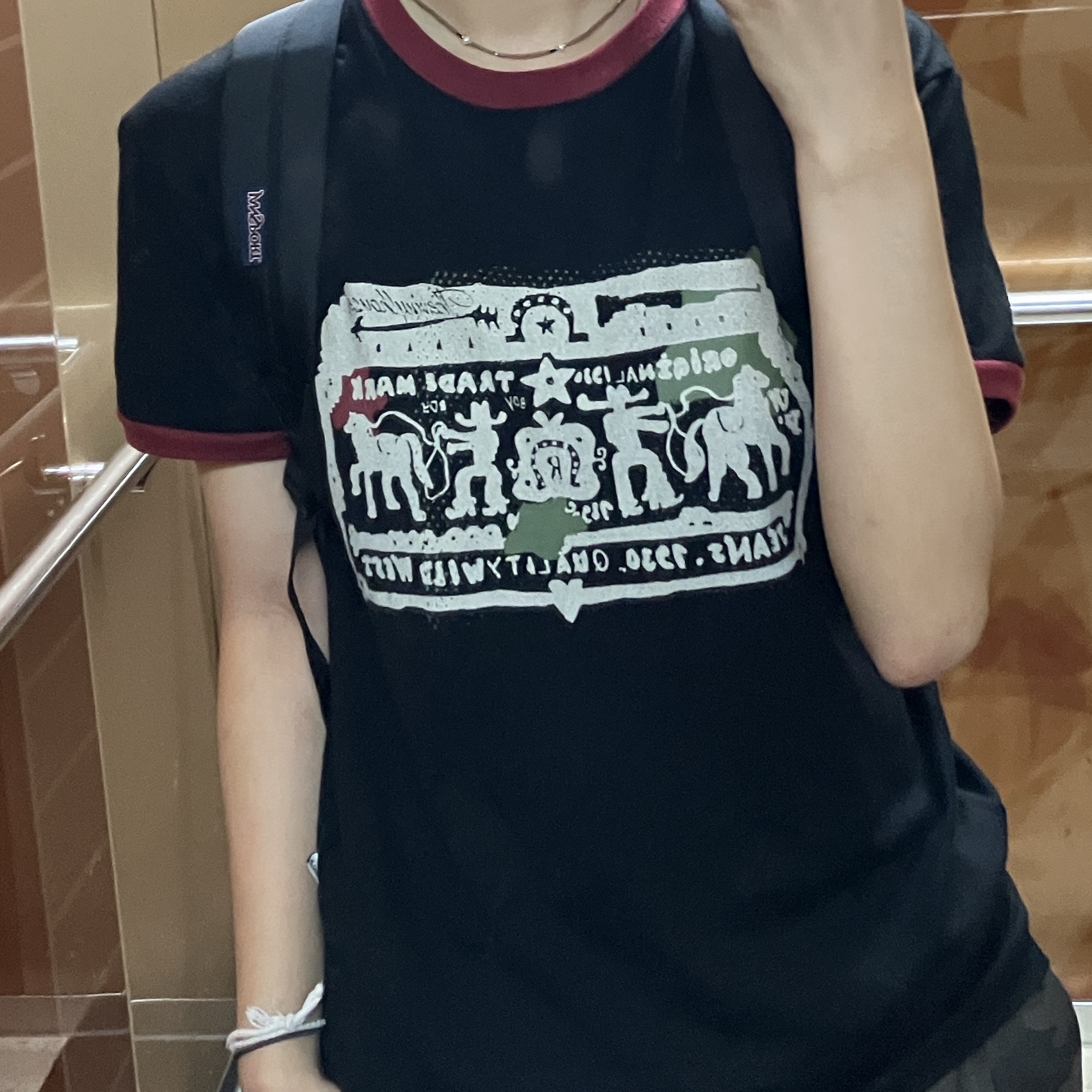 [KREAM 단독] Thevinylhouse Cowboy Pictogram Ringer Tee Black 착용 스타일 - 2