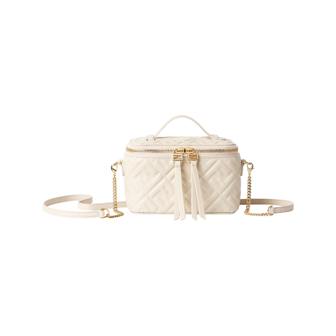8BS108AAJDF0VWM Fendi Vanity FF Motif Nappa Leather Mini Bag White