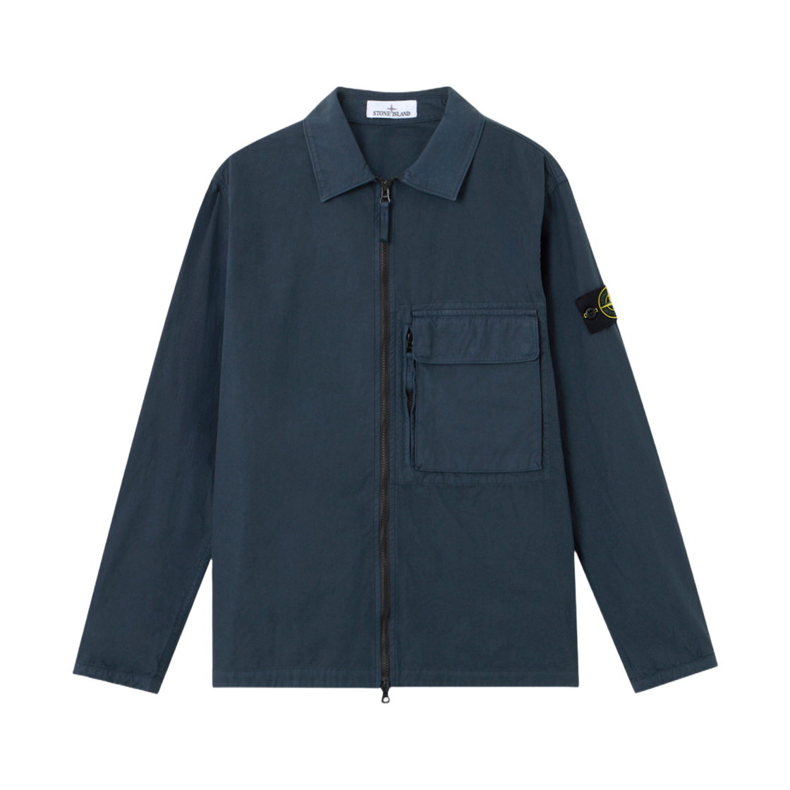 K2S1512000-04S0179-V0020 Stone Island 1200004 Canvas Weave Cotton Organic Cotton Comfort Fit Overshirt with Layered Chest Pockets Navy Blue - 25FW