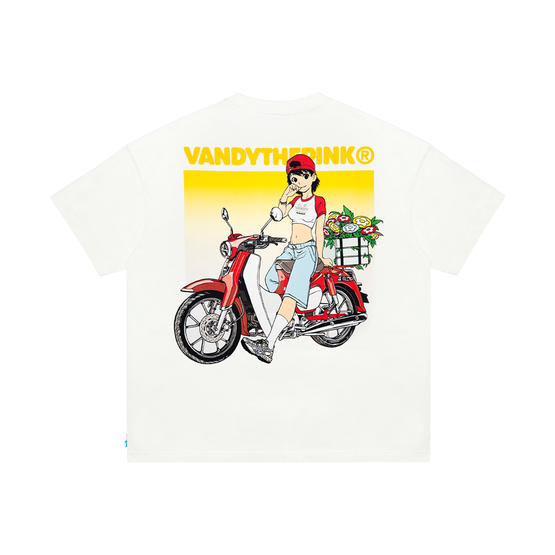 반디 더 핑크 바이크 걸 티셔츠 화이트(Vandy The Pink Bike Girl T-Shirt White)