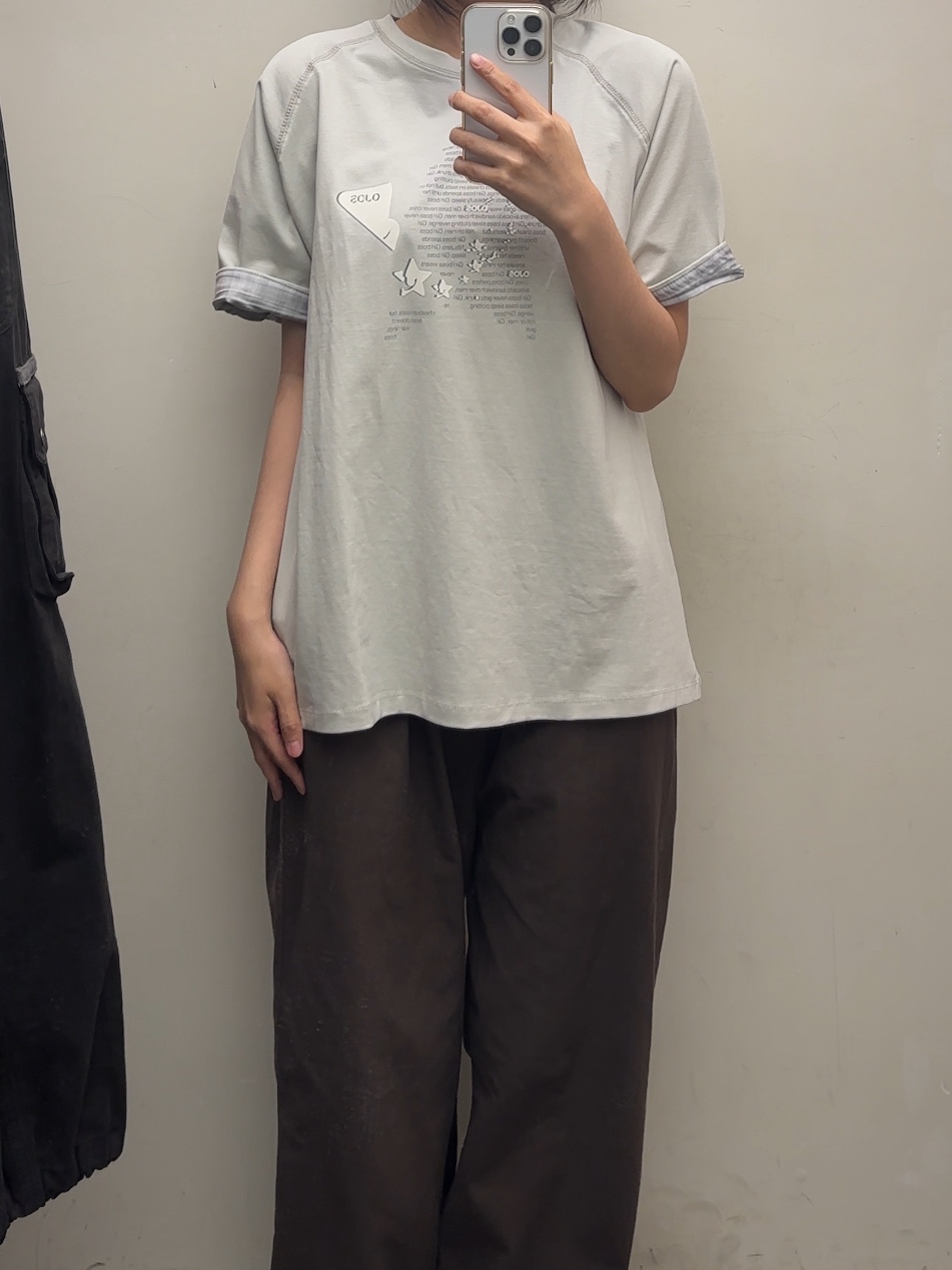 OJOS Double Sleeves Raglan T-shirt Khaki 착용 스타일
