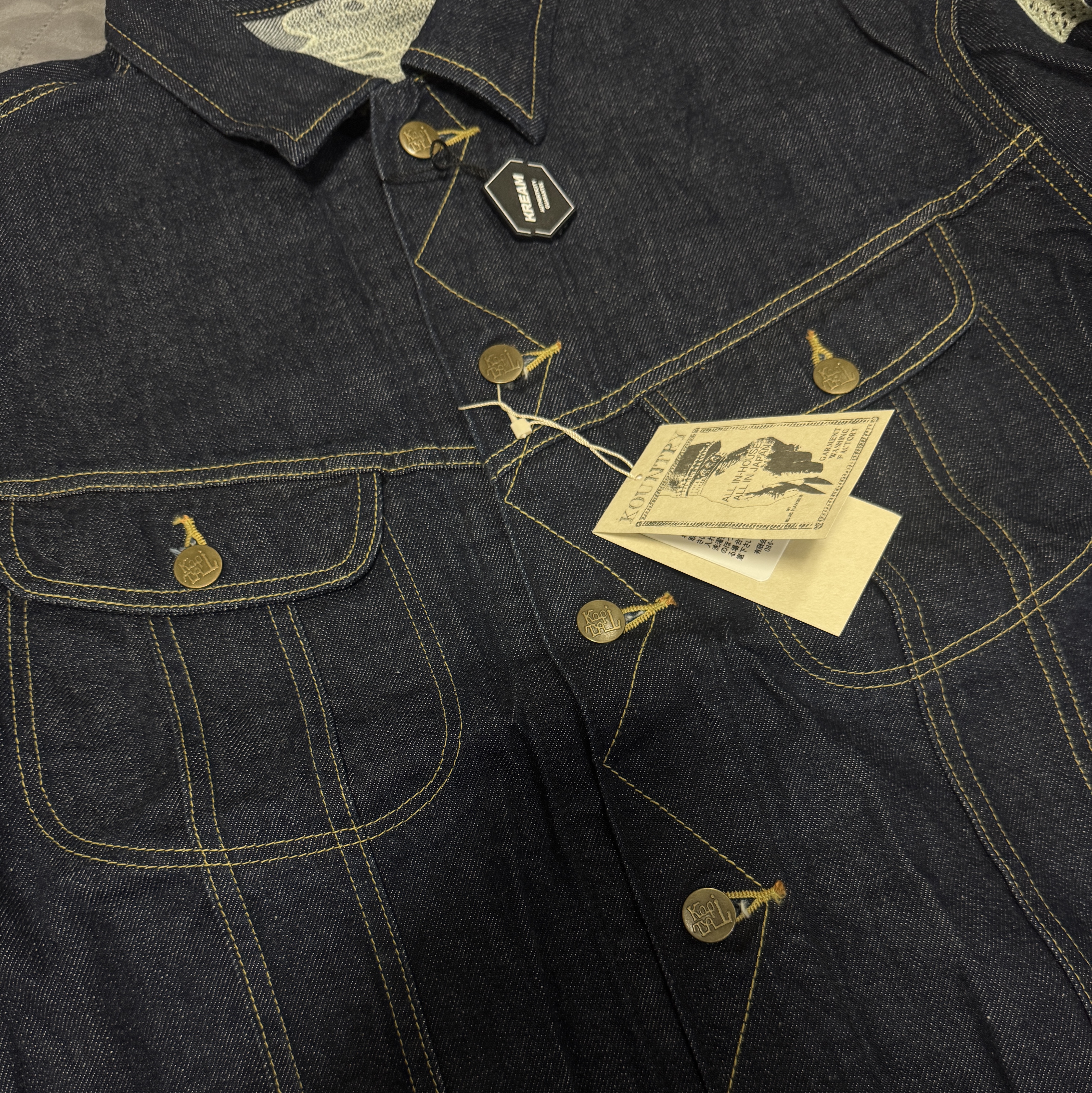 Kapital 11.5 oz. Denim Mexican Tuxedo Westerner Bone Jacket Indigo, Needles H.D. BDU Pants Black 착용 스타일 - 3