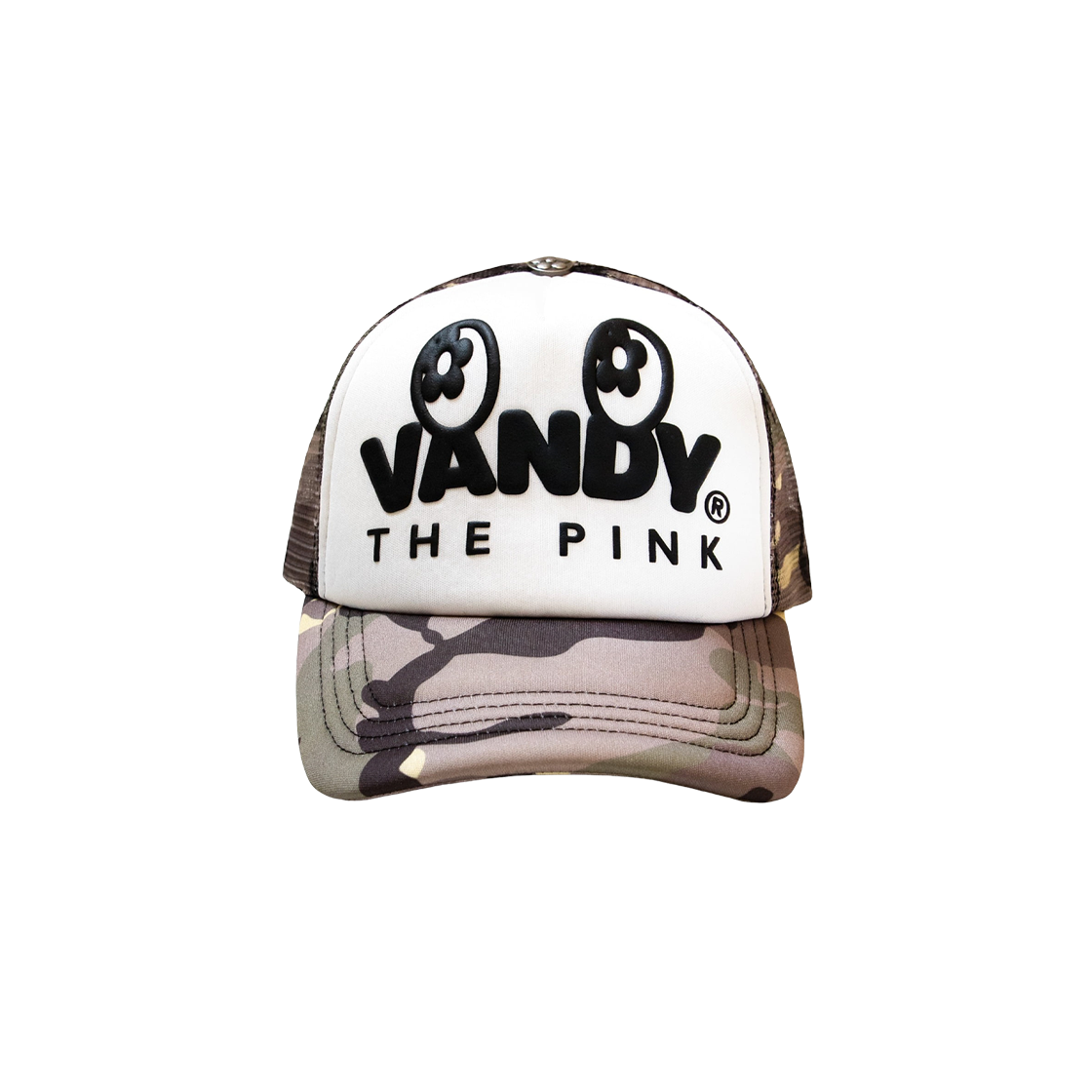 - Vandy The Pink Eye Logo Trucker Hat Yellow Camo