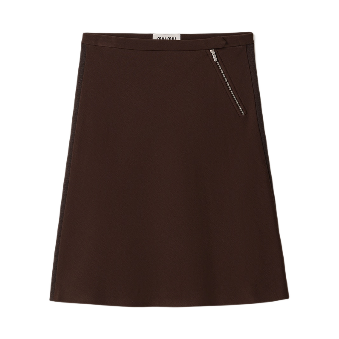 MG2566-18FQ-F0324 (W) Miu Miu Fabric Stitch Knit Skirt Cocoa Brown