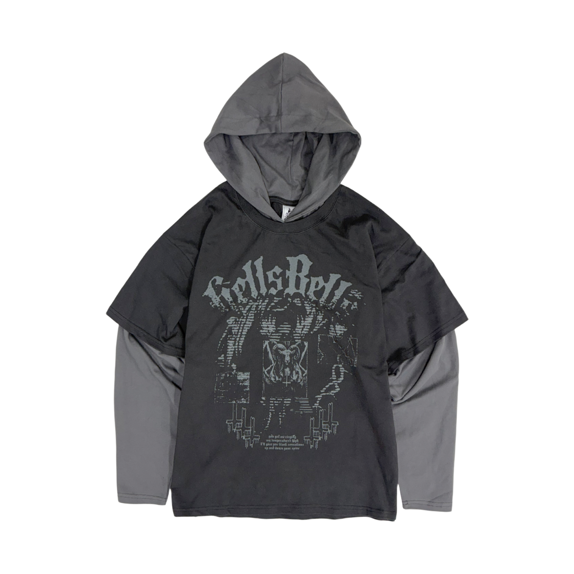 Hoodie005 DEFYCLUBROBBERS Hells Bells Layered Hoodie Sleeves