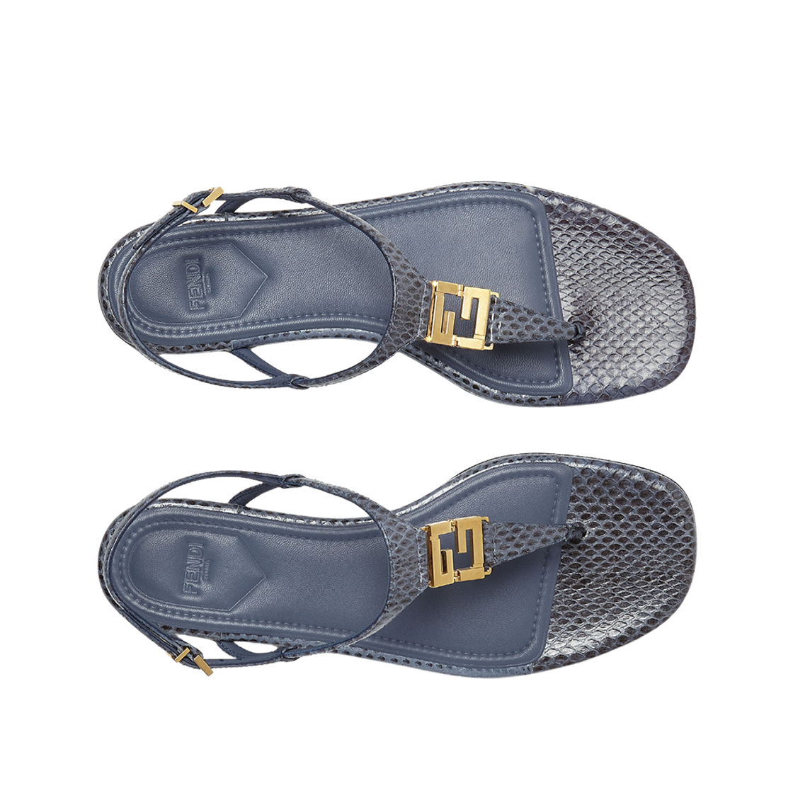 (W) 펜디 F 폴드 에이어스 플립 플랍 블루((W) Fendi F Fold Ayers Flip Flop Blue) - 2
