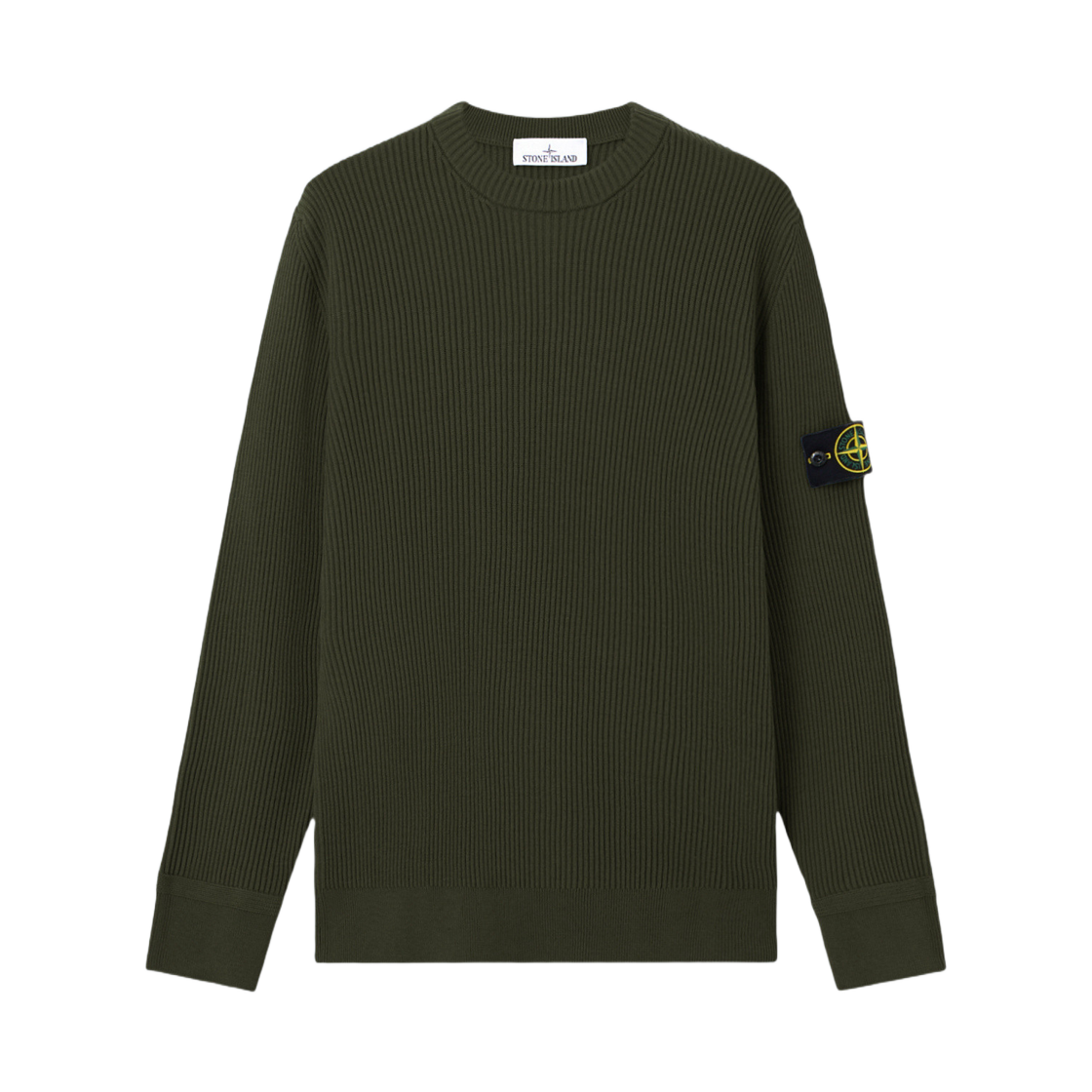 K2S1551000-53S00C2-V0054 Stone Island 5100053 Full Rib RWS Wool Crewneck Jumper with Ribbed Trims Military Green - 25FW