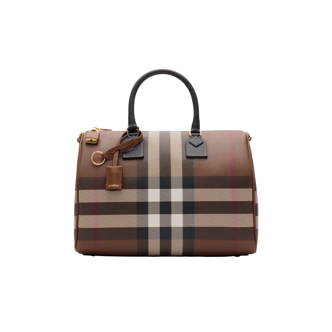 8112225 Burberry Medium Check Bowling Bag Dark Birch Brown