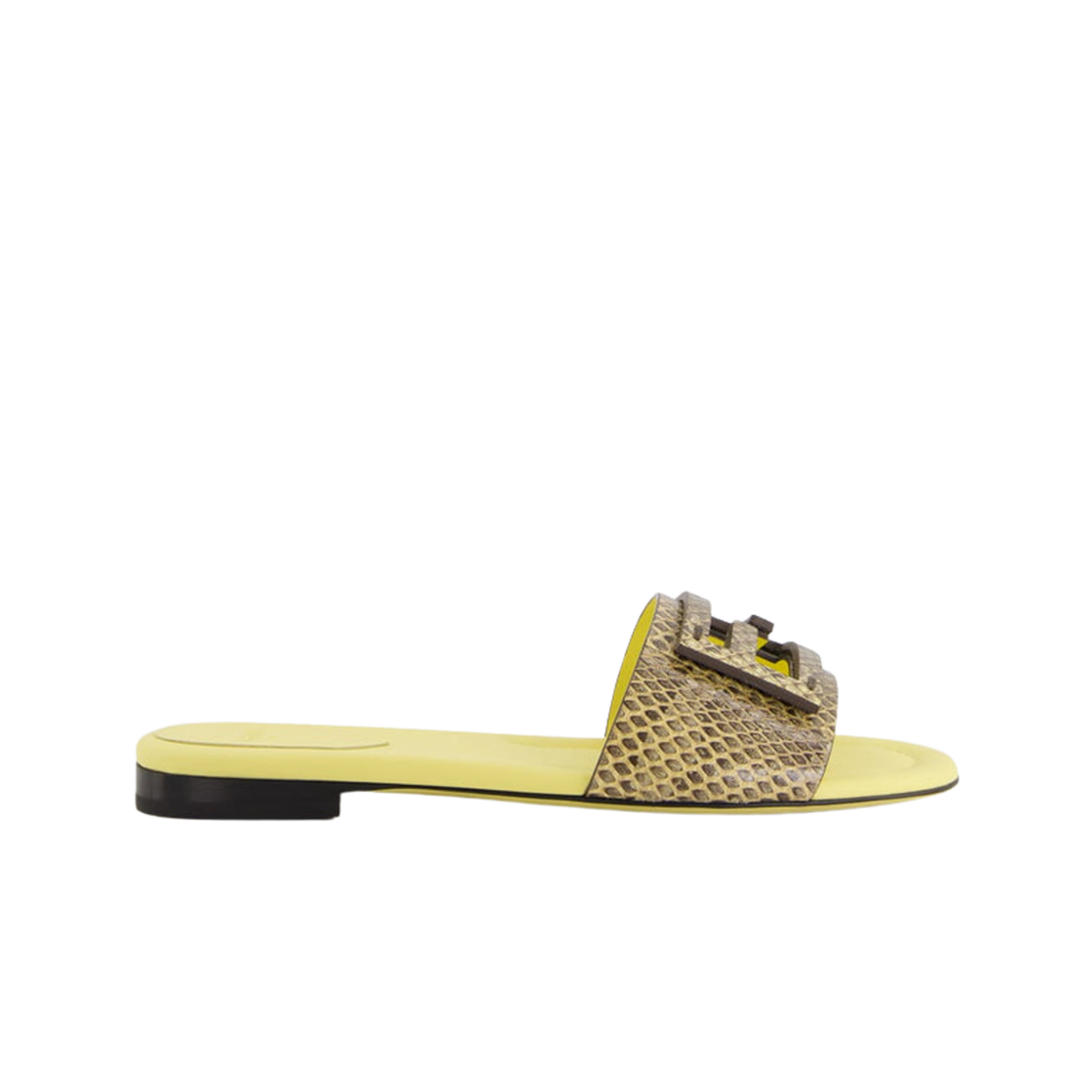(W) 펜디 바게트 레더 슬라이드 페일 옐로우((W) Fendi Baguette Leather Slides Pale Yellow) - 1
