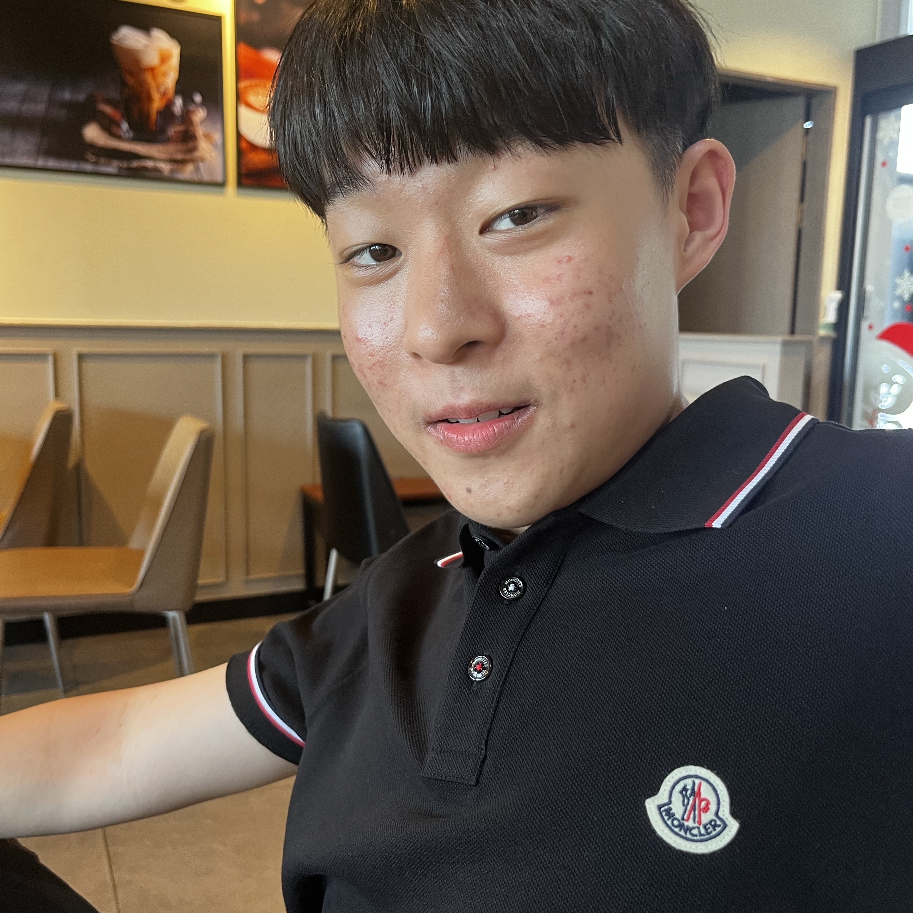 Moncler Trim Cotton Piquet Polo Shirt Black - 25SS 착용 스타일