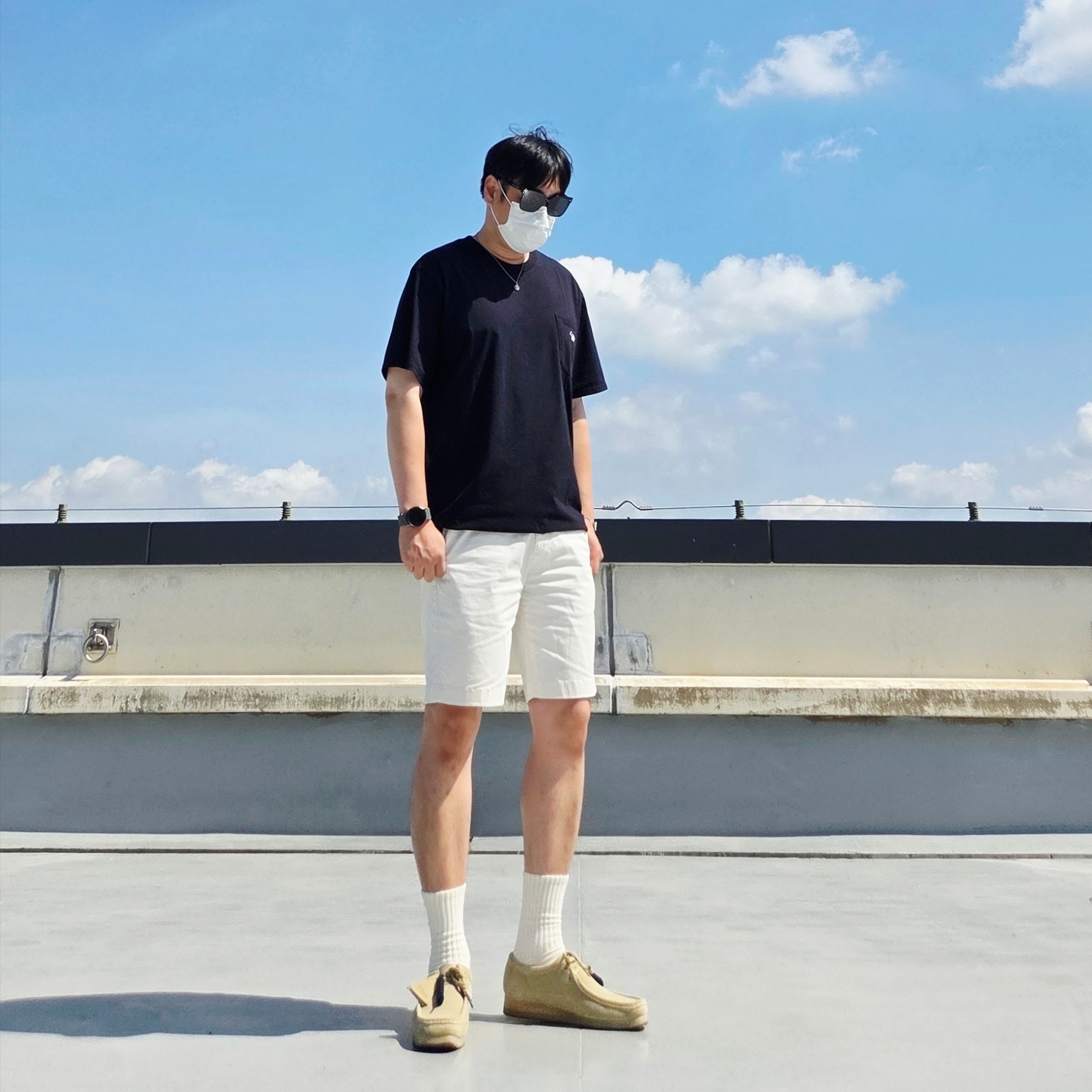 Clarks Wallabee Maple Suede, Anti Social Social Club Embroidery Logo Socks Ivory 착용 스타일 - 3