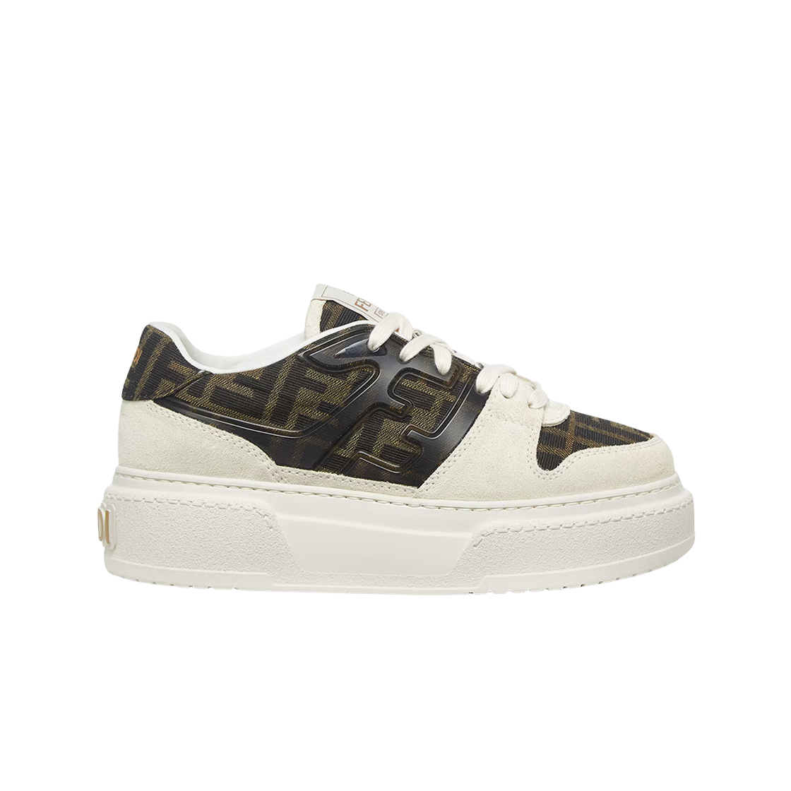 (W) 펜디 매치 캔버스 스웨이드 플랫폼 로우 탑 화이트((W) Fendi Match Canvas Suede Platform Low Tops White)