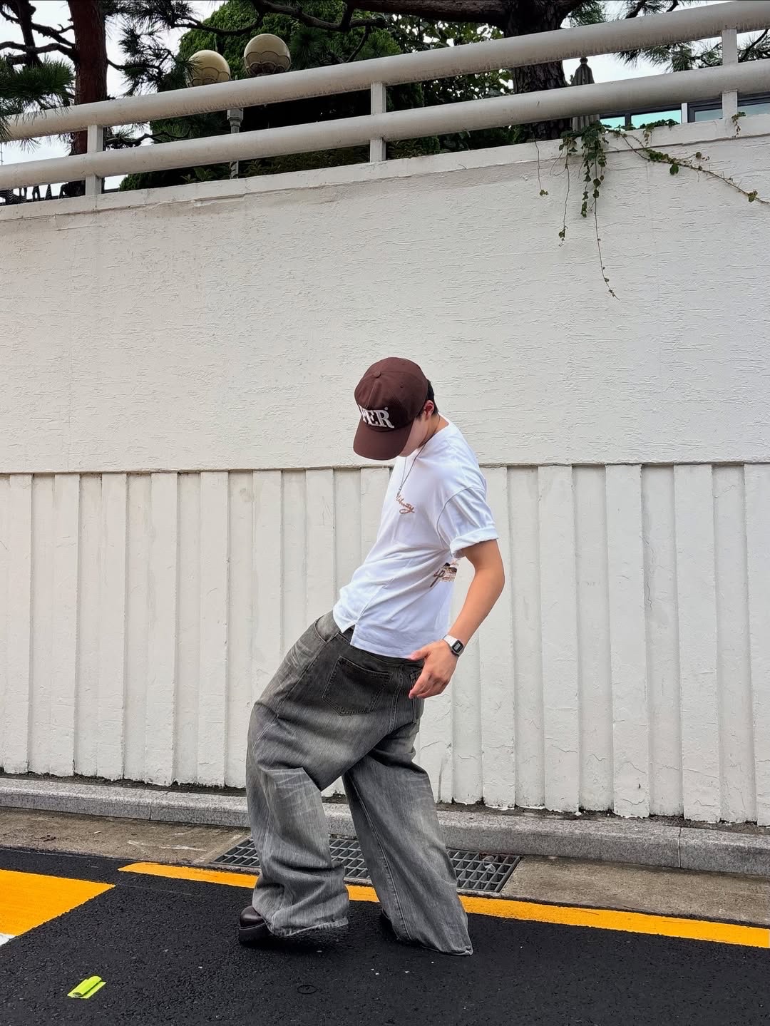 Permanent Archive 5-Panel PER Cap Brown 착용 스타일 - 3