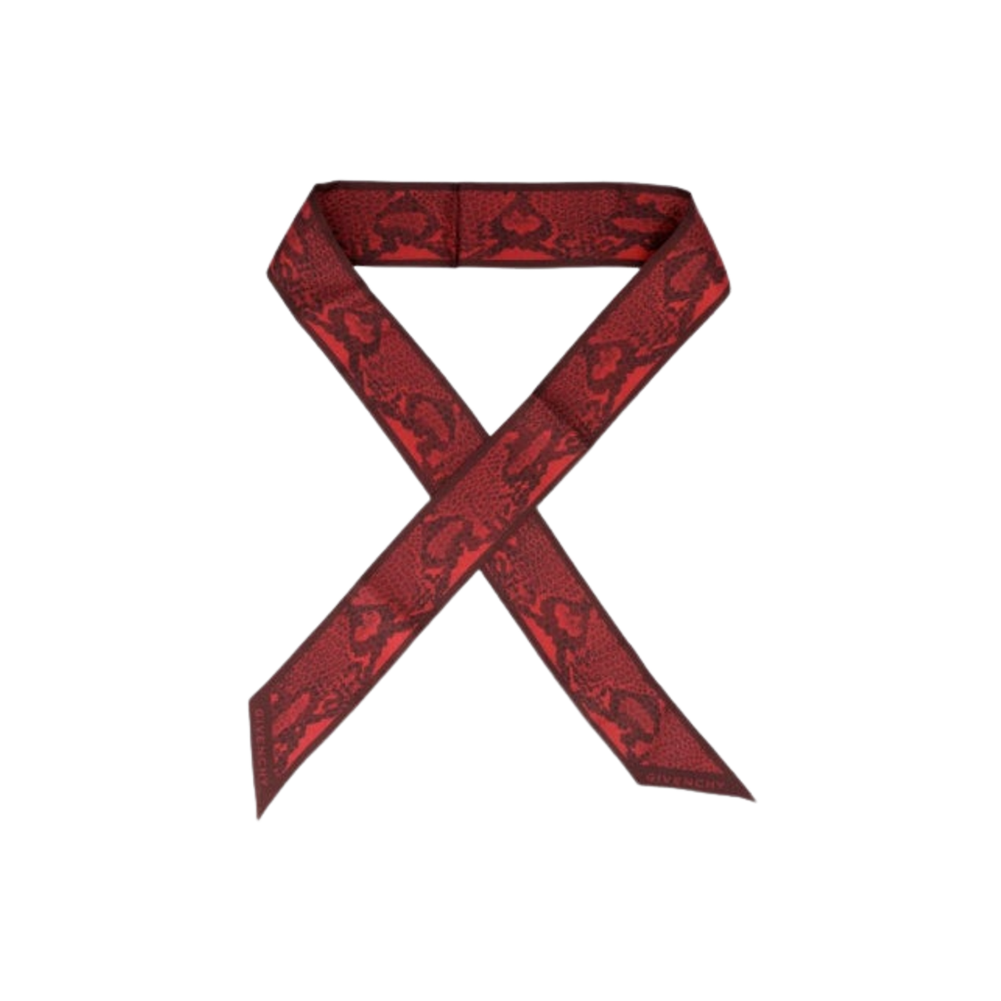 (W) 지방시 4G 스키니 트윌 실크 스카프 레드((W) Givenchy 4G Skinny Twill Silk Scarf Red)