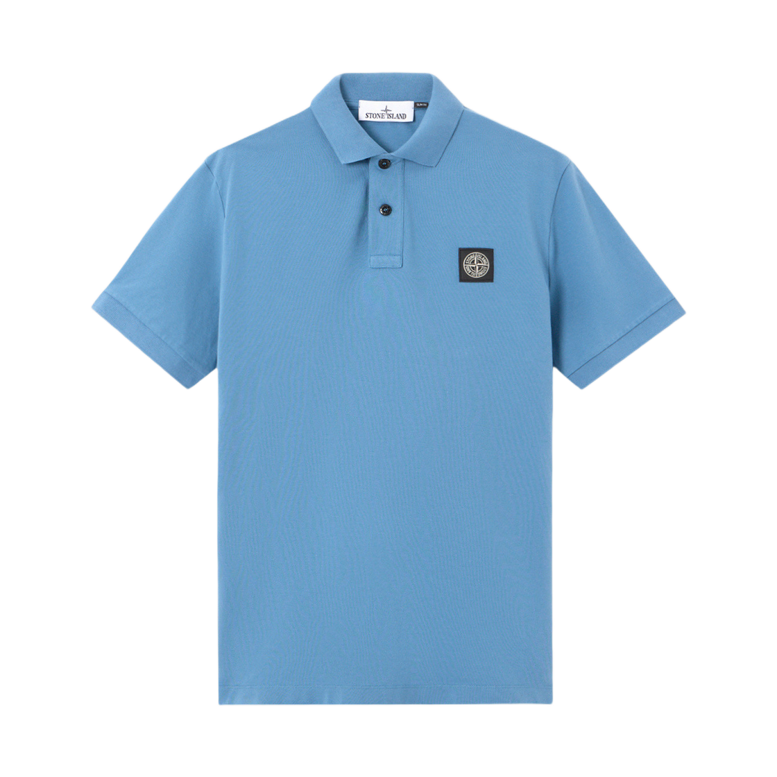 스톤 아일랜드 2200005 95% 오가닉 코튼 / 5% 엘라스테인 피케 슬림 핏 숏슬리브 폴로 셔츠 컴퍼스 패치 스틸 블루 - 25FW(Stone Island 2200005 95% Organic Cotton / 5% Elastane Pique Slim Fit Short Sleeve Polo Shirt with Compass Patch Steel Blue - 25FW) - 1