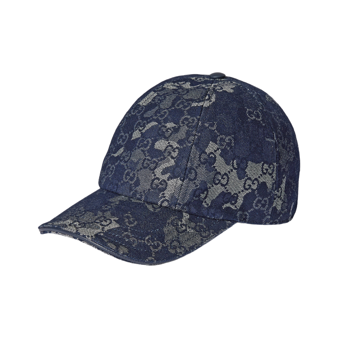 구찌 GG 데님 베이스볼 햇 웹 다크 블루 카모플라주 이펙트(Gucci GG Denim Baseball Hat with Web Dark Blue Camouflage Effect) - 1