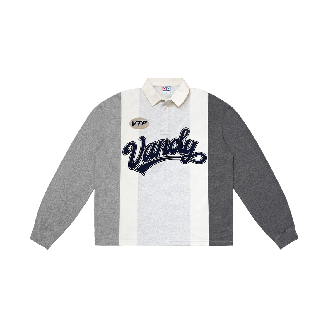 - Vandy The Pink Patchwork Polo Long Sleeve T-Shirt Heather Grey