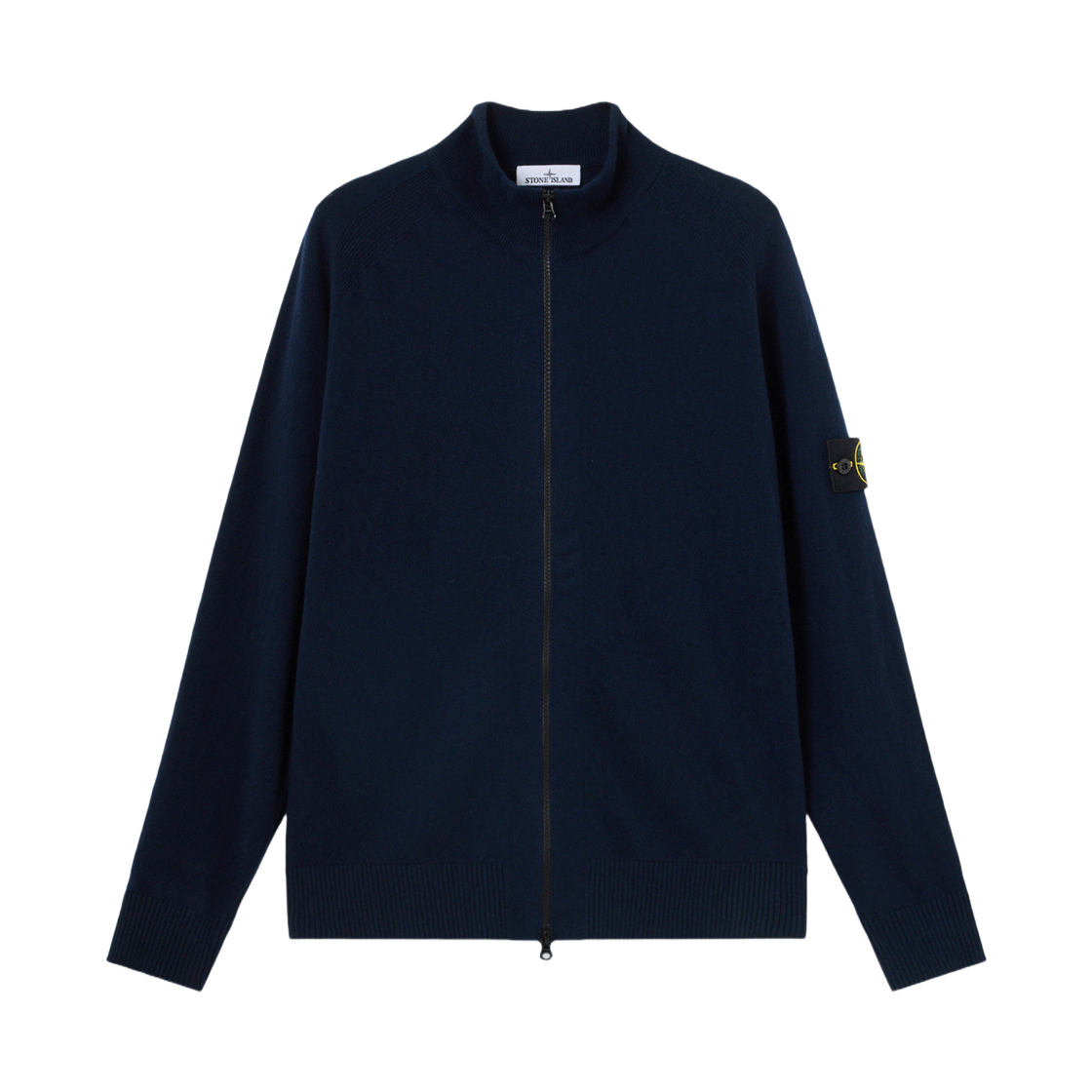 K2S1551000-44S00B4-V0020 Stone Island 5100044 Light RWS Geelong Wool Zip Up Jumper with Raglan Sleeves and Ribbed Trims Navy Blue - 25FW