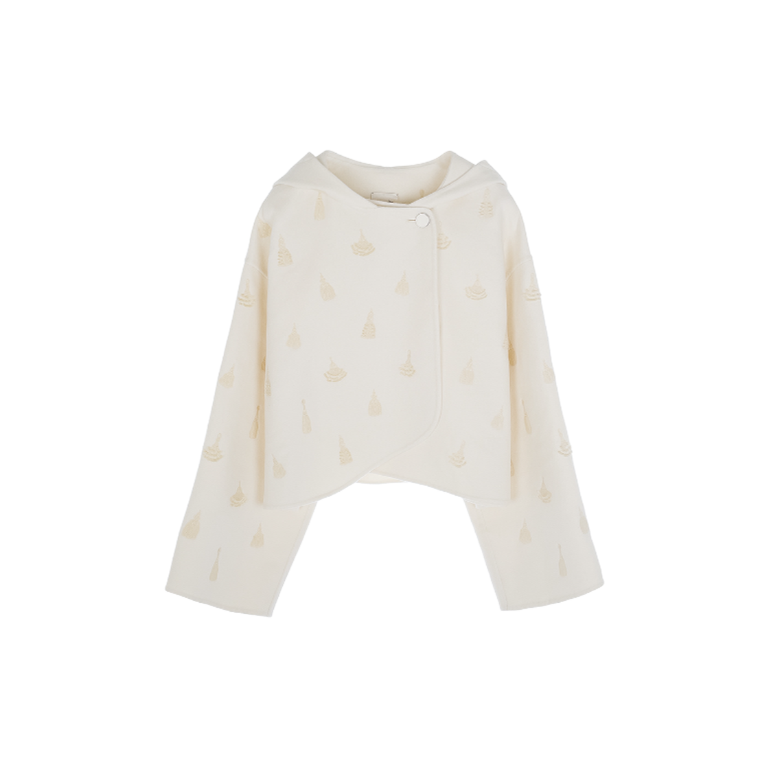 ITM8SOAT85M2 Hermes Hood Embroidery Jacket 38 Blanc Naturel