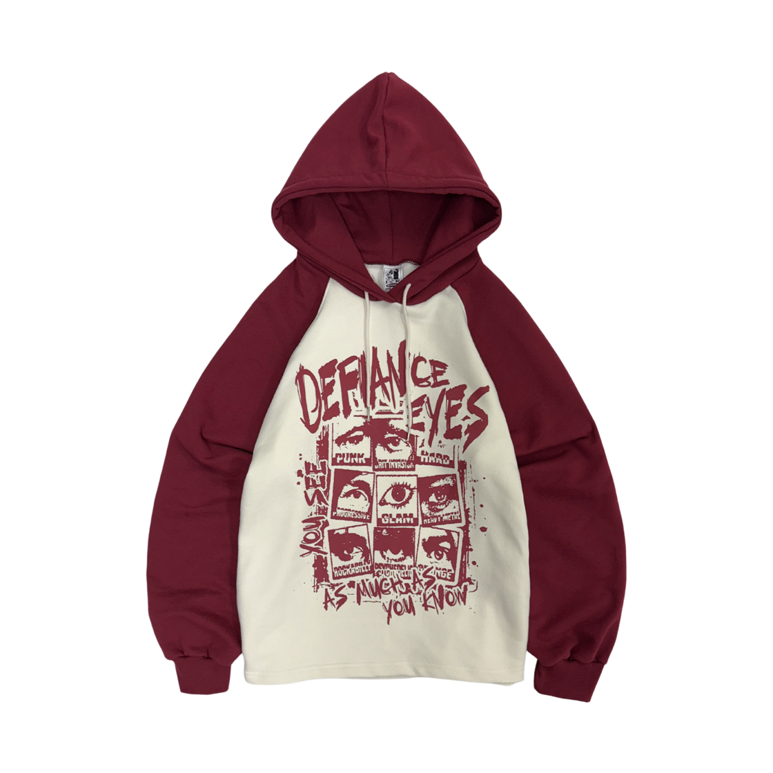 Hoodie005 DEFYCLUBROBBERS Defiance Eyes Reglan Hoodie Burgundy