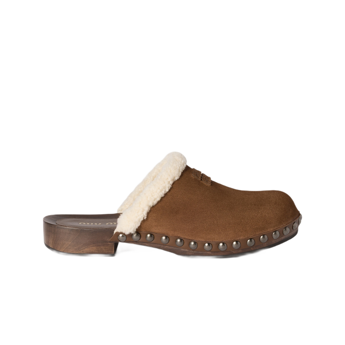 5Z504E-Z0G-F0324 (W) Miu Miu Suede Clogs Cocoa Brown