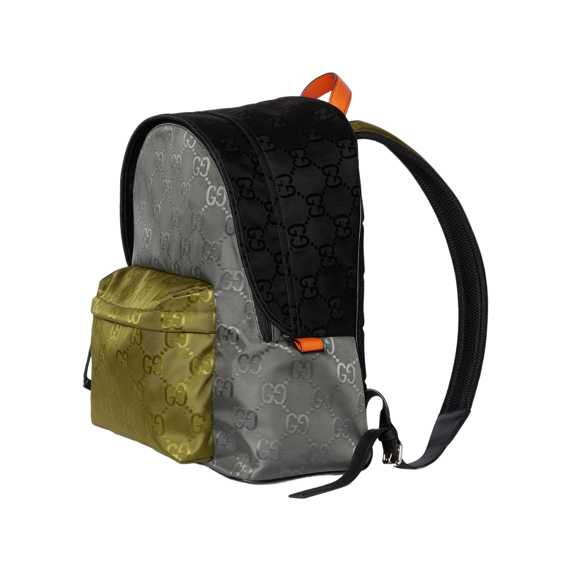 구찌 매치 미디움 GG 백팩 블랙 그레이 그린(Gucci Match Medium GG Backpack Black Grey Green) - 2