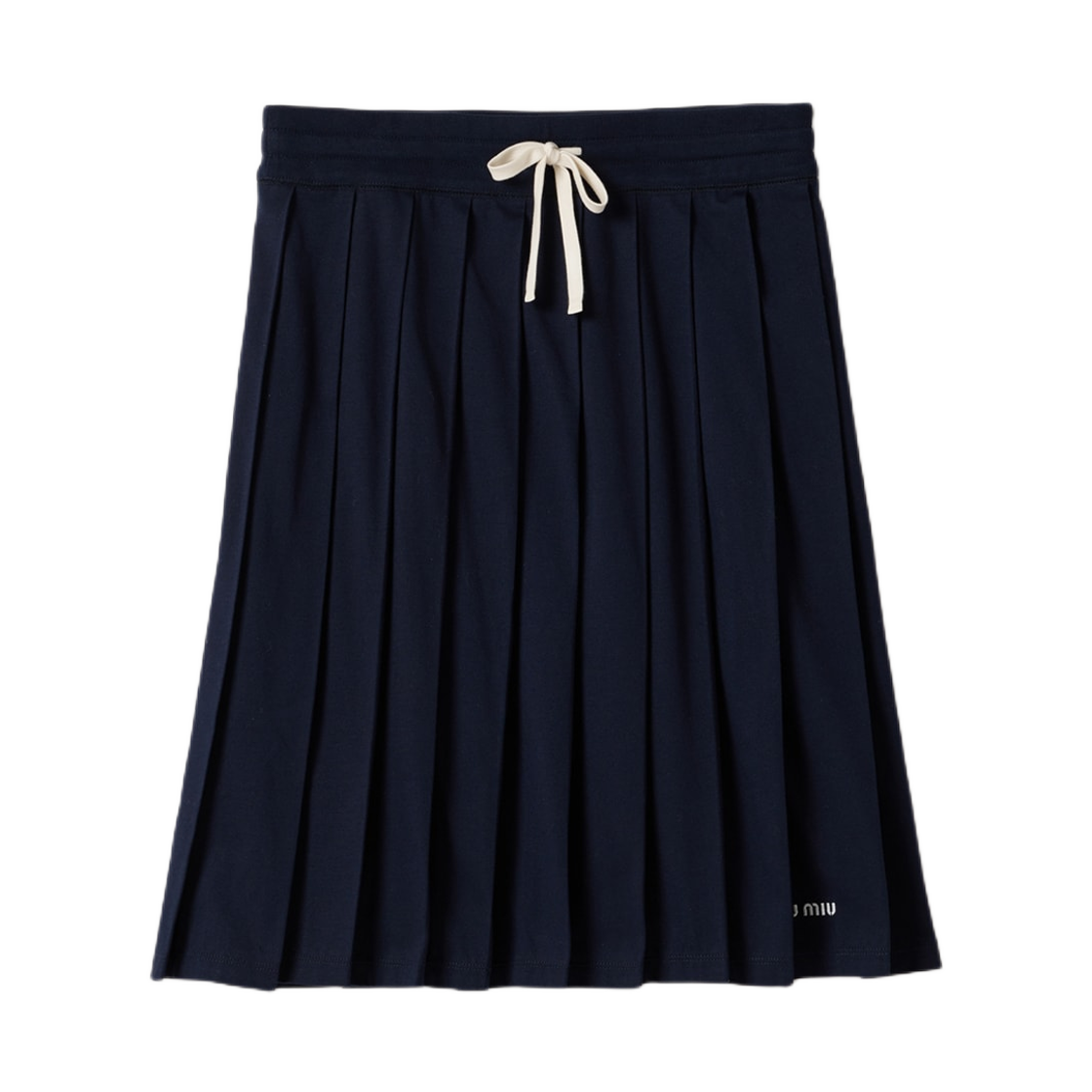 MJD220-1610-F0008 (W) Miu Miu Pleated Garment-Dyed Jersey Skirt Navy