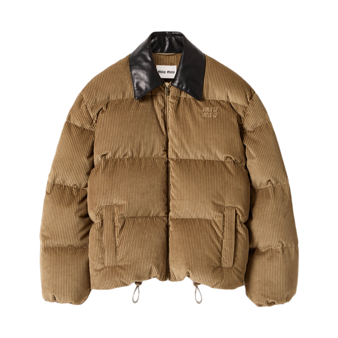 ML1321-179R-F0594 (W) Miu Miu Corduroy And Nappa Leather Down Jacket Cork Beige