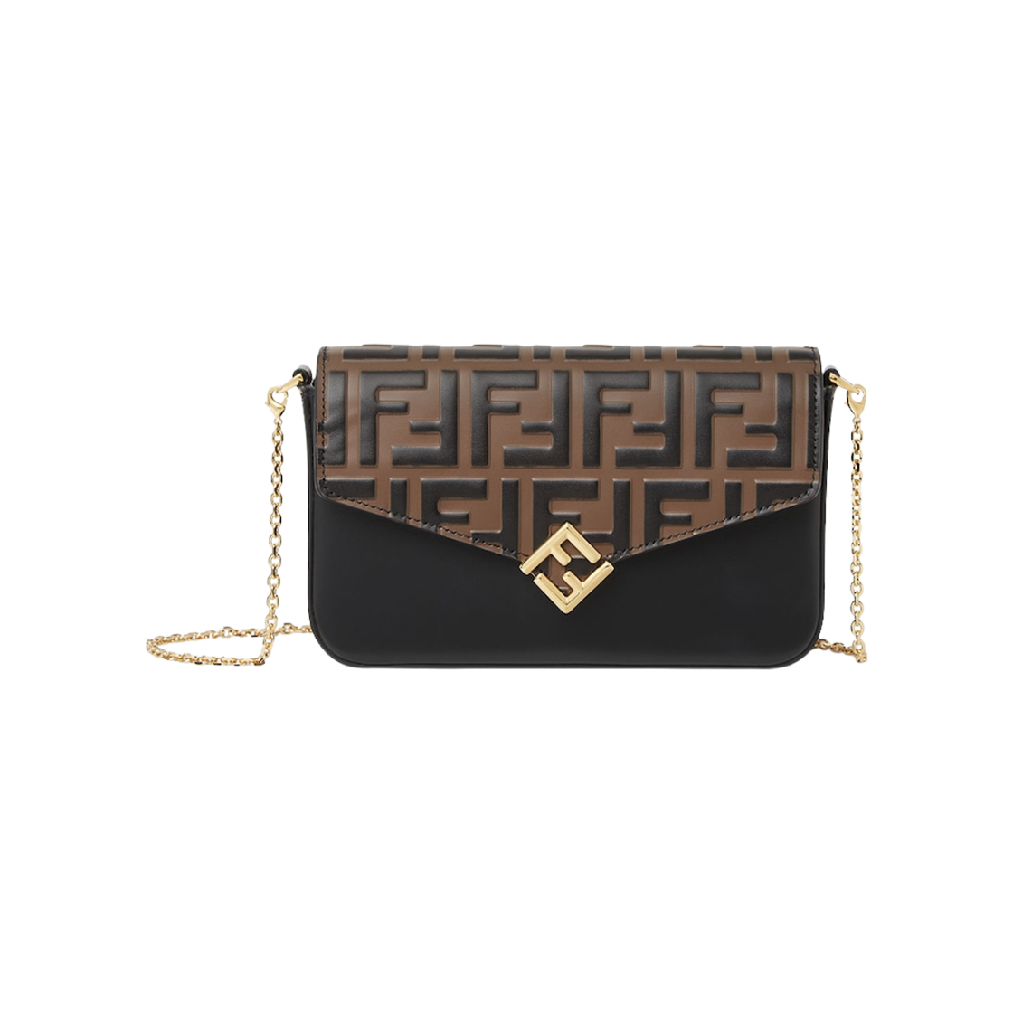 8M0509AVN9F13VK Fendi FF Diamonds Chain Wallet Black Brown