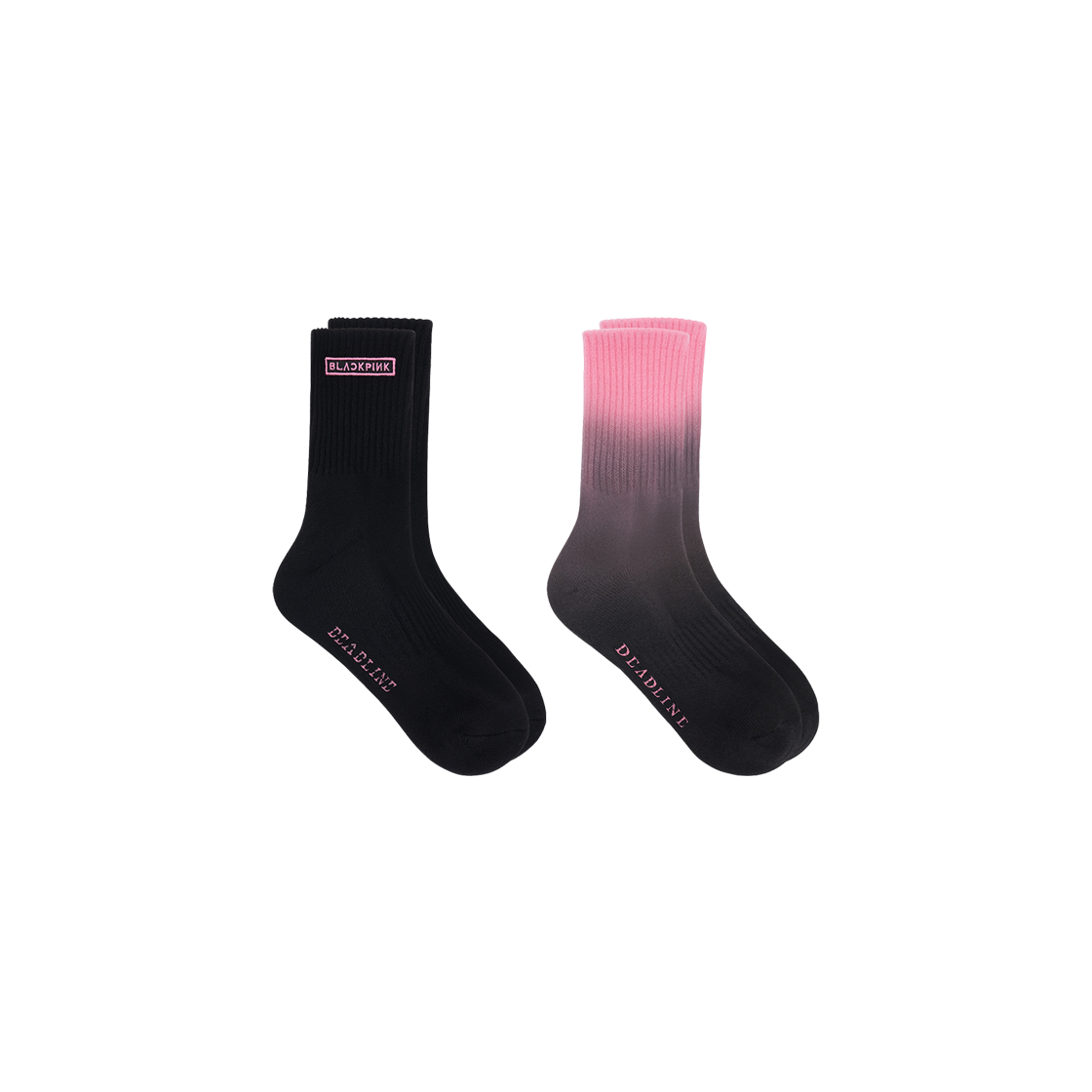 블랙핑크 데드라인 삭스 블랙 (2개 세트)(Blackpink Deadline Socks Black (Set of 2)) - 1