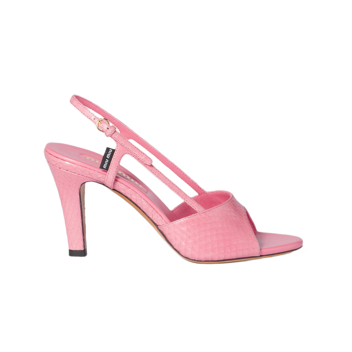 (W) 미우 미우 에어즈 슬링백 샌들 페탈 핑크((W) Miu Miu Ayers Slingback Sandals Petal Pink)