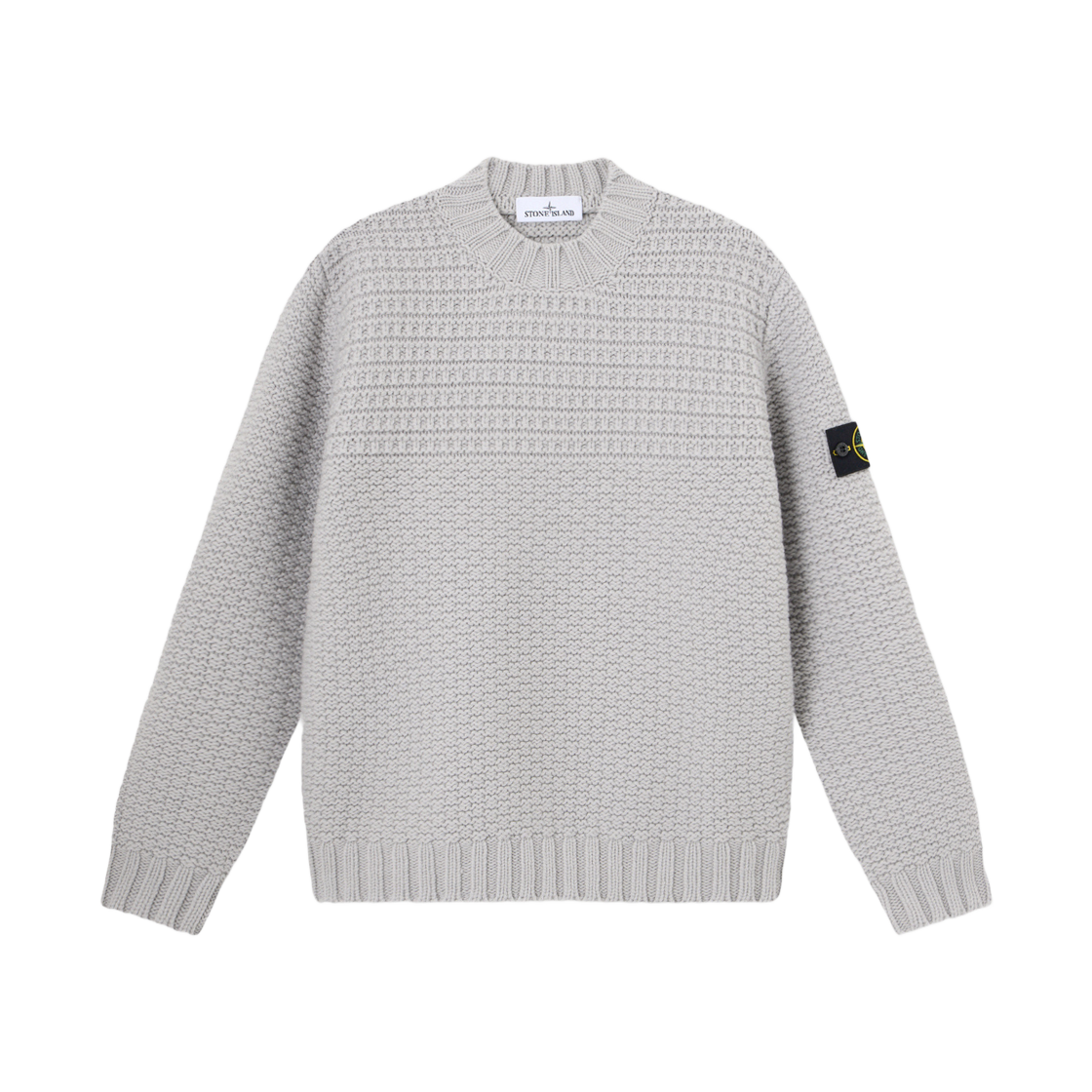 K2S1551000-54S00L9-V0061 Stone Island 5100054 Pure Wool Mock Neck Jumper with Wide Ribbed Trims Pearl Grey - 25FW