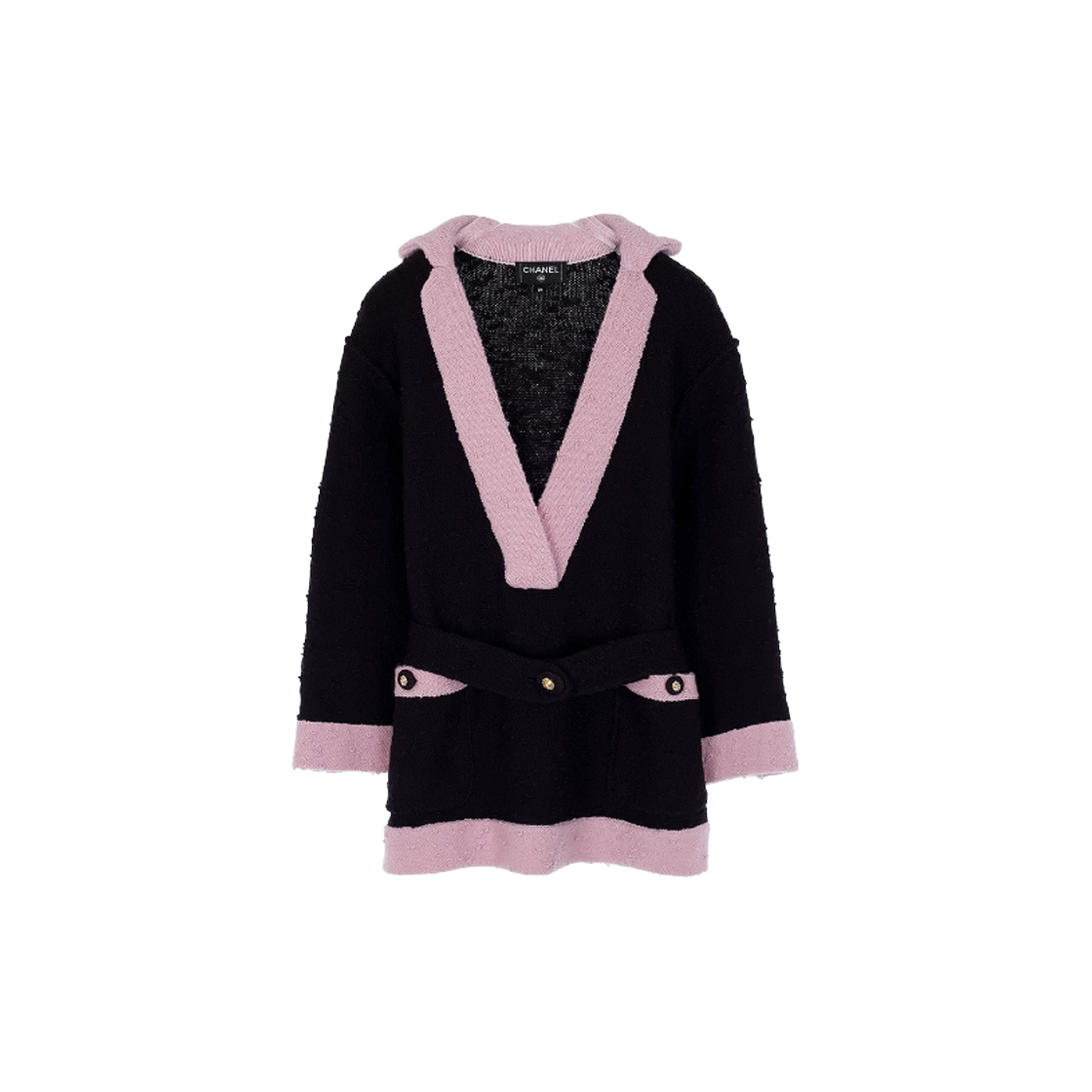 샤넬 24K 벨티드 니트 풀오버 34 다크브라운/핑크(Chanel 24K Belted Knit Pullover 34 Dark Brown Pink) - 1