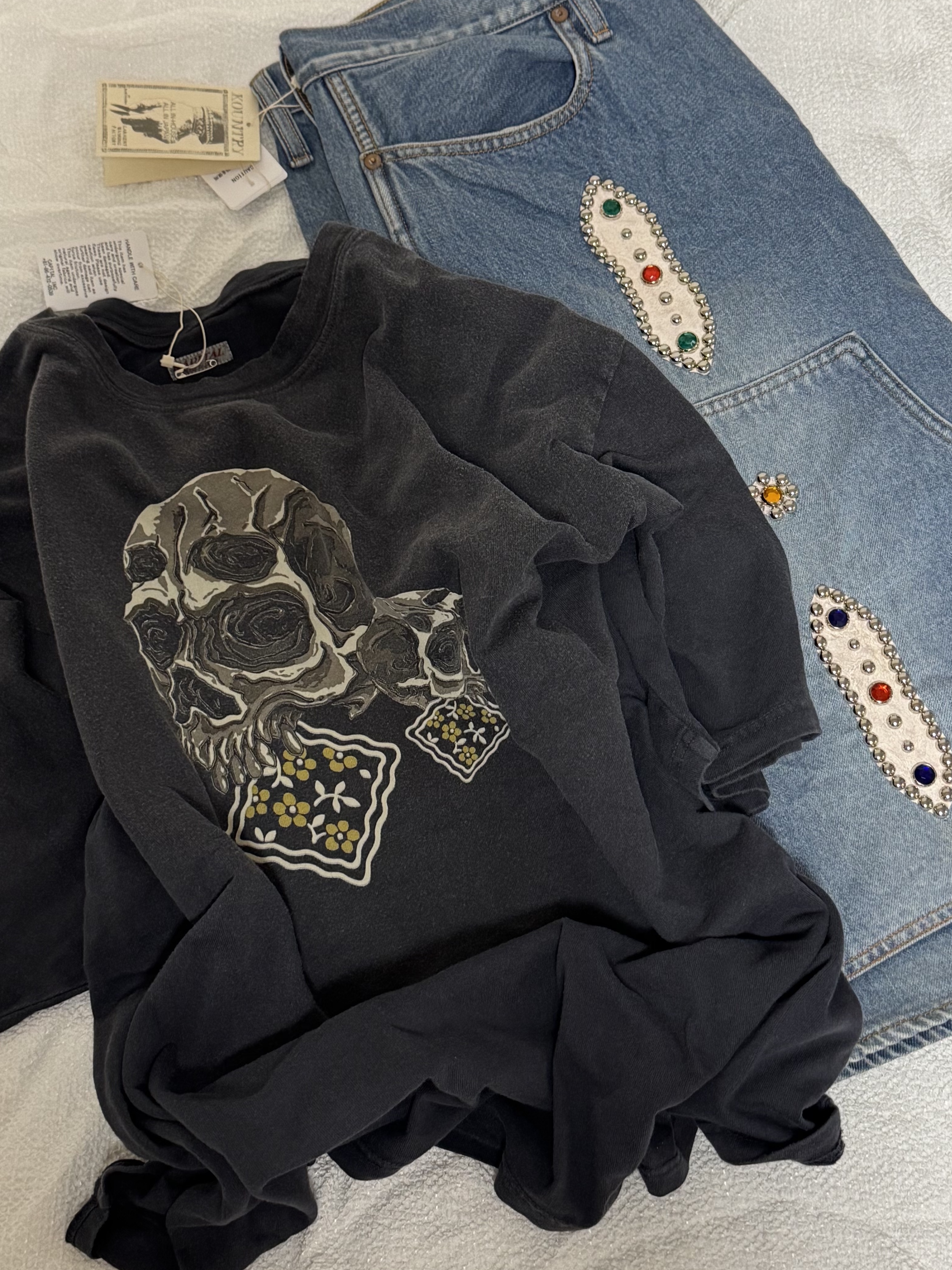 Kapital 14 oz. Denim Short Pants Studs Remake Indigo (Processing) 착용 스타일
