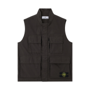 Stone Island G100001 Canvas Weave Cotton Organic Cotton Utility Vest with Anti Drop and Multi Pocket Design Lead Grey - 25FW