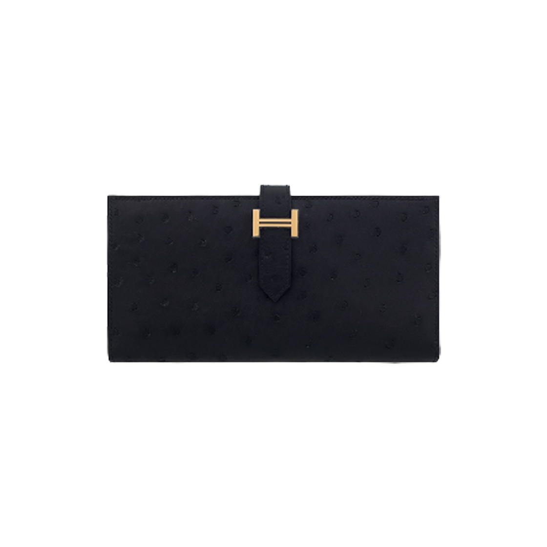 ITDT2C29P2EU Hermes Ostrich Bearn Wallet Black Gold