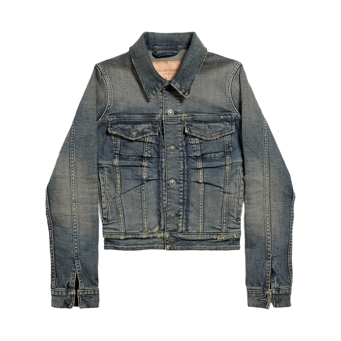 849899TTW893394 (W) Balenciaga Ruched Denim Jacket In Blue