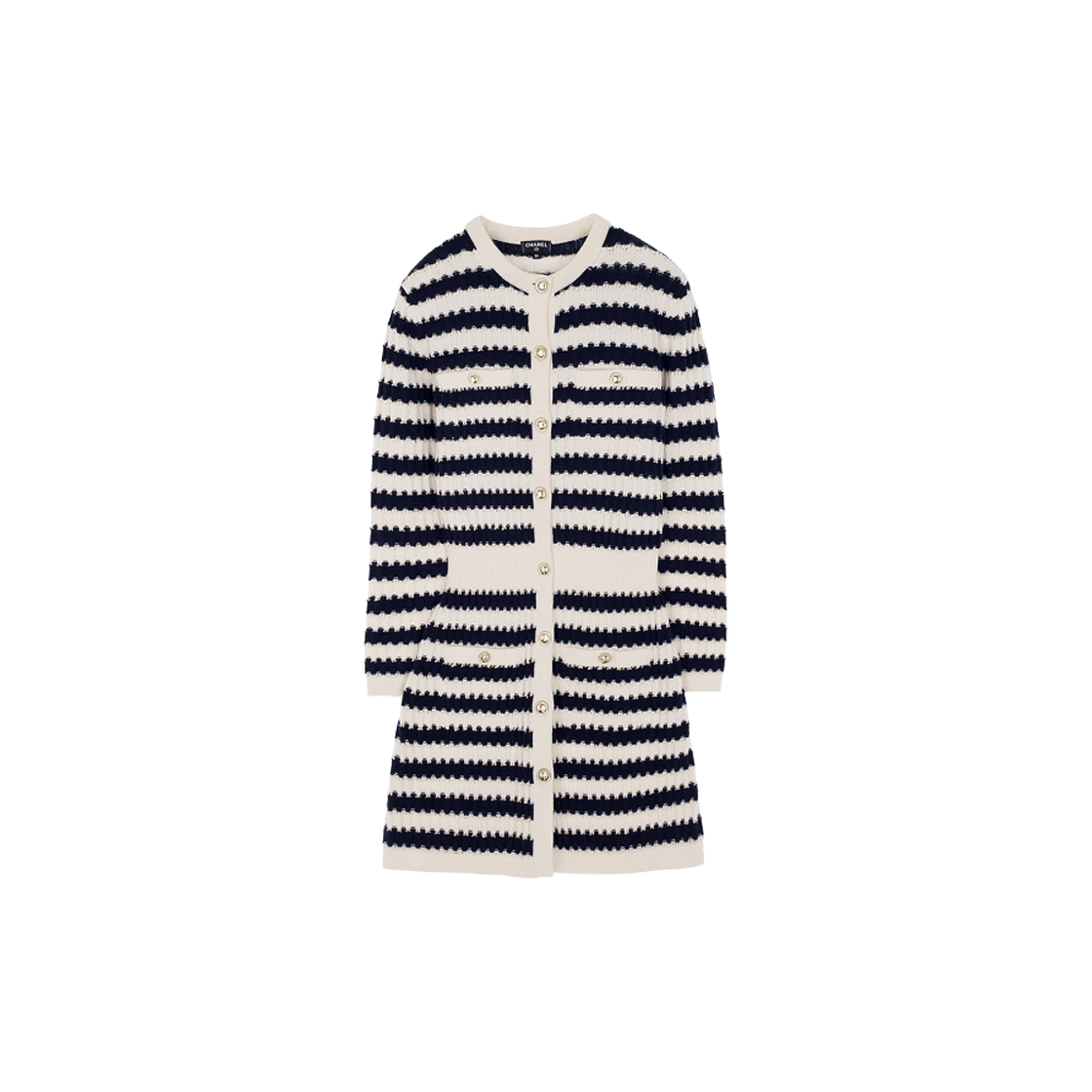 샤넬 21P 스트라이프 니트 원피스 36 네이비/아이보리